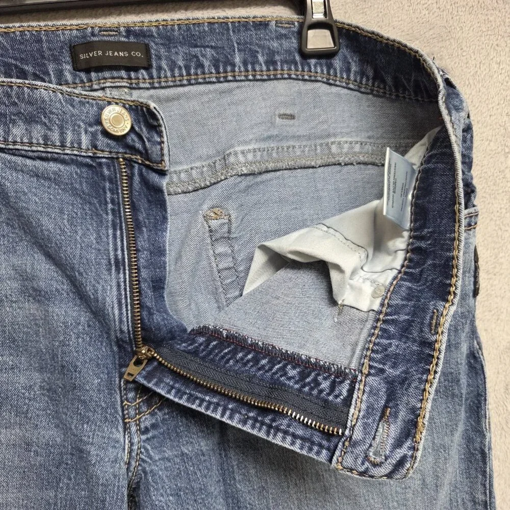Silver Jeans Mens 36x29 Blue Eddie Relaxed Straight Stretch Denim Distressed